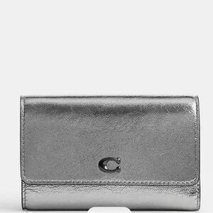 Coach Essential Medium Flap Wallet Anthracite/Silver Metallic NWT